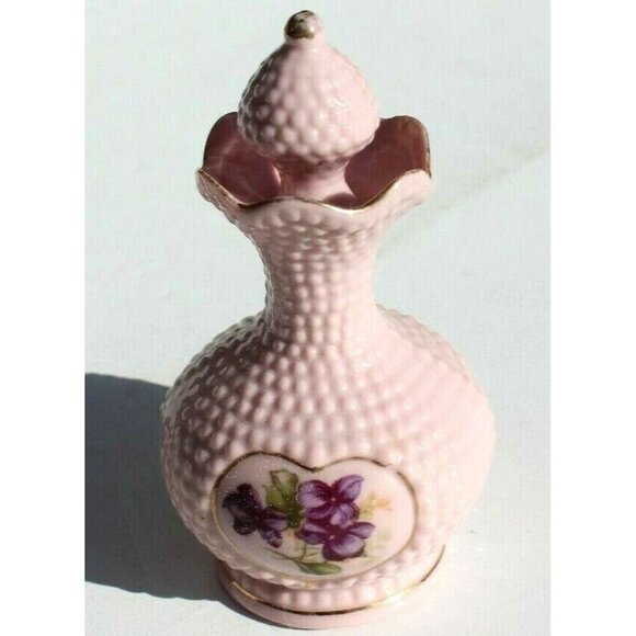 VTG Purple Porcelain HB Bubbled Flower Mini Table Top Creamer / Oil W/ Stopper - Picture 3 of 8